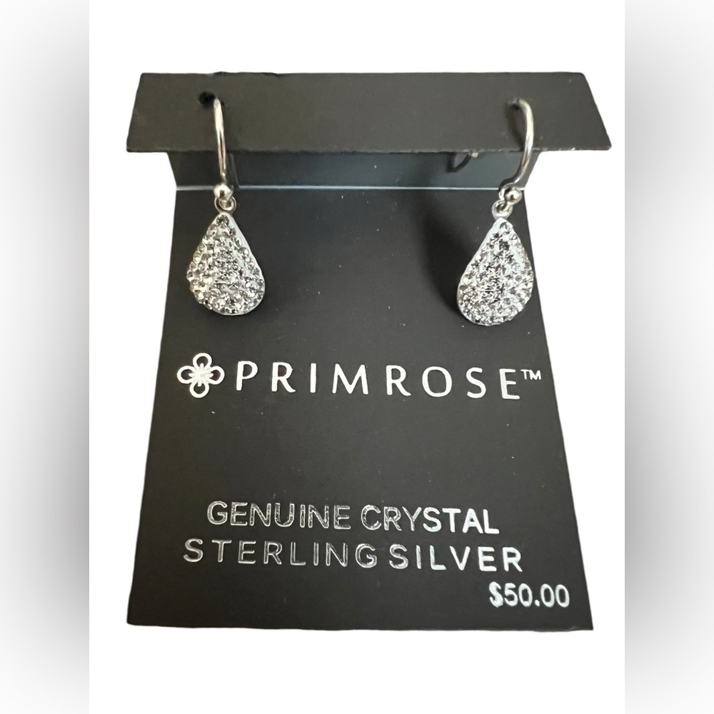 Primrose Sterling Silver Crystal Teardrop Fishhook Earrings